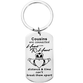 Cousin Birthday Gifts for Boys Girls Cousins Are Connected Heart to Heart Keychain Christmas Gifts for Cousin Women Men