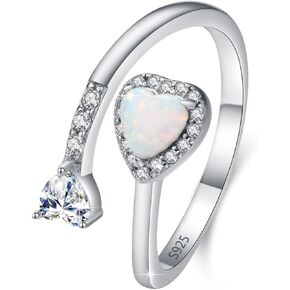 PCTJYFU Opal Ring 925 Sterling Silver Opal Rings For Women Opal Engagement Ring Zircon Ring Adjustable Open Ring Engagement Anniversary Ring Opal Jewelry