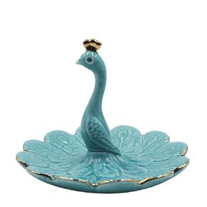 mossty Peacock Jewelry Tray Bathroom Ring Holder Porcelain Trinket Organizer Earrings Storage Case Gift for Birthday Christmas Wedding