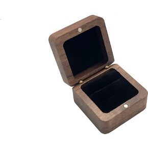 Wedding Ring Box, Wooden Engagement Ring Box, Handmade Solid Wood Ring Box for Proposal Wedding Ring Storage (Black)
