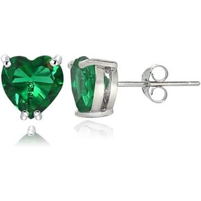 Sterling Silver Genuine, Created or Simulated Birthstone Gemstone 5mm Heart Stud Earrings