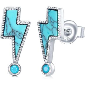 Western Horseshoe/Lightning Bolt/Cactus Earrings 925 Sterling Silver Western Turquoise Earrings Western Jewelry Gifts for Women Girls Cowgirl