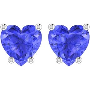 Silver Smile - Sterling Silver Cubic Zirconia Heart Stud Earrings (5mm) |Studs Earring with Screw Back in Multiple Colors |Hypoallergenic Earrings |For Birthday and Aniversary Gift For Her