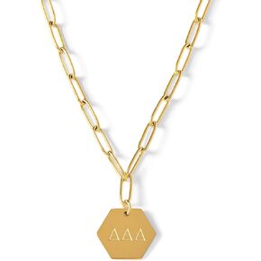 Sorority Shop Delta Delta Delta Paperclip Necklace — DDD 18K Gold Plated Sorority Gifts Necklace, Long-Lasting Delta Delta Delta Gifts for Women