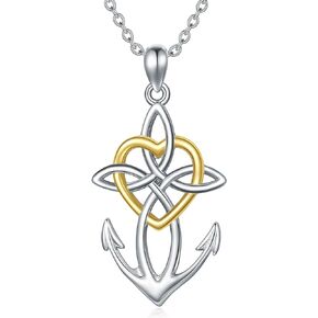 925 Sterling Silver Witches Knot/Celtic Knot/Scottish Thistle/Compass/4-Leaf Clover Necklace Celtic Jewelry Gifts for Women