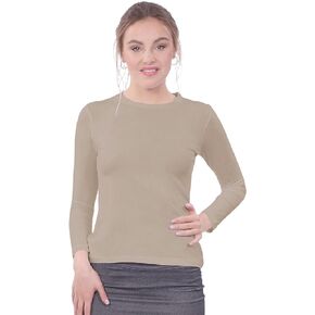 Kosher Casual Women's Modest Long Sleeve High Crew Neck Layering Top