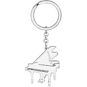 Stainless Steel Cute Music Piano Keychain Musical Instrument Jewelry for Women Girls Gifts Wallet Keyring Accessories