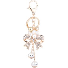 Katutude Elegant Bow Pearl Keychain Charm Alloy Keychain Pendant