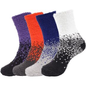 BambooMN Colorful Fuzzy Socks - Assorted Super Soft Warm Microfiber Comfy Home Socks - Value Pack
