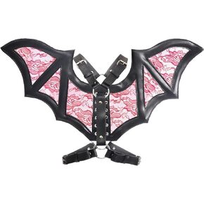 Daisy corsets Women's Plus Size Black/Red Faux Leather & Lace Wing Harness