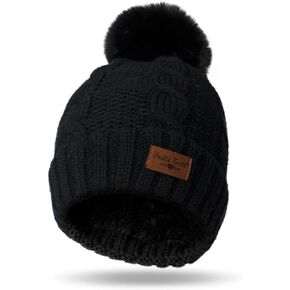 Britt's Knits Cozy Classics Pom Hat Winter Cozy Fur Pom Knit Beanie Hat Skull Cap for Women & Girls