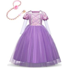 MYRISAM Rapunzel Princess Halloween Dress Sofia Costume Deluxe Party Fancy Dress Up for Girls w/Gloves Jewelry Accessories