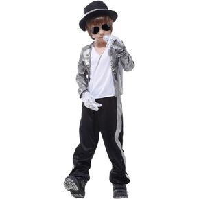 CHUANGLI Dance Star Costume for kids 80s 90s Pop Stage Cosplay Party Halloween Role Play Costume Set for Boys Dress Up Set