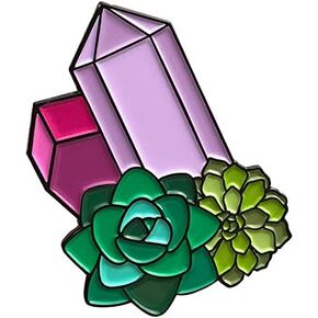 Crystal Geodes and Succulents Enamel Pin