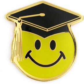 PinMart's Smiley Face with Graduation Cap School Lapel Pin