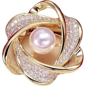 Women's Crystal Pearl Flower Brooches Elegant Rhinestone Floral Statement Brooch Pins Fashion Jewelry Accessories for Women Girl Gift