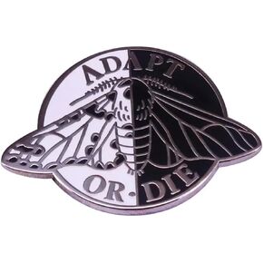 Adapt or Die Black White Peppered Moth Moths Yin Yang Darwin Biology Evolution 1.25" Enamel Pin Badge