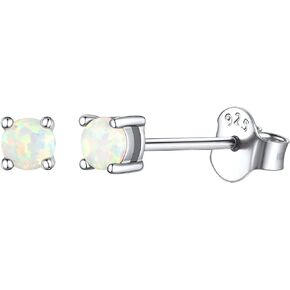 ChicSilver 925 Sterling Silver Created White Opal Stud Earrings For Women Hypoallergenic (with Gift Box)