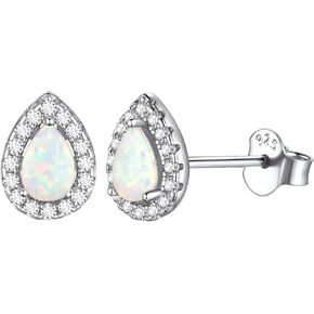 ChicSilver 925 Sterling Silver Created White Opal Stud Earrings For Women Hypoallergenic (with Gift Box) in Saudi Arabia