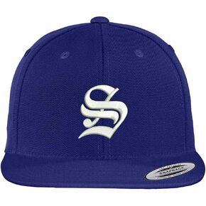 Trendy Apparel Shop Old English S Embroidered Flat Bill Snapback Cap
