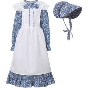 Auidy_6TXD زي الاستعماري فستان بايونير البراري البوليستر المطبوع زي للفتيات مدرسة اللباس لعب الأدوار in Kuwait