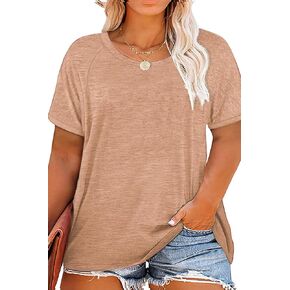 NEYOUQE Womens XL-4XL Loose Fit Casual Summer Basic Tees Shirts Plain Tops Shirt Oversized Trendy Dressy Baggy Outfits