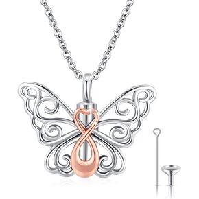 XIXLES Butterfly Urn Necklace for Ashes 925 Sterling Silver Cremation Urn Necklace Memorial Keepsake Butterfly Jewelry for Ashes for Women Teen Girls