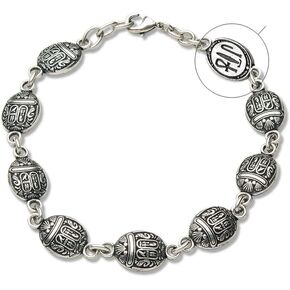 Scarab Link Bracelet - Antique Silver Plated