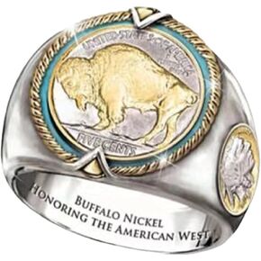 Bison Ring,Punk Buffalo Ring for Men, Viking Bull Ring Bull Head Ring for Boys Gothic Bison Ring Retro Vintage Rock Buffalo Jewelry, Bison Totem Ring Jewelry Gift