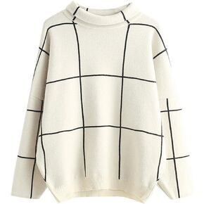 بلوفر نسائي من Futurino برقبة عالية وياقة مدورة ونمط شبكي in Kuwait