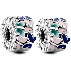 Annmors 925 Sterling Silver Stopper Clip Charms fit Bracelet Necklace Spacer Beads with 5A Cubic Zirconia Christmas Mother's Day Gift for Women Girls