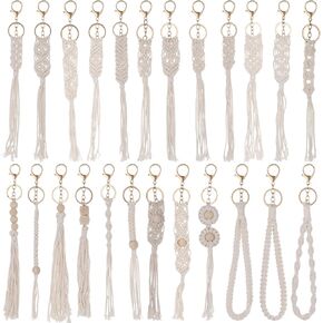 Toyoget 24 Pieces Boho Macrame Keychains, Handcrafted Tassel Key Chains, Aesthetic Keychains with Tassel for Car Key Purse Phone Wallet Party Supplies in Kuwait
