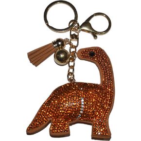 Popfizzy Brontosaurus Keychain for Girls, Rhinestone Dinosaur Purse Charm, Bling Backpack Keyring, Key Fob, Bag Charm