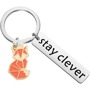 Gzrlry Stay Clever Fox Keychain Fox Charm Keychain Foxes Gifts Fox Things for Fox Lovers Fox Themed Gifts Fox Spirit Gift