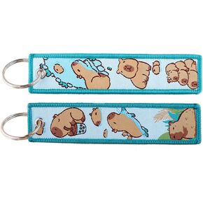 Capybara Cartoon Cute Kawaii Keychain Key Tag Chain Fob Ring
