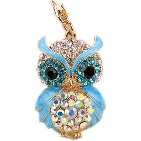TOPASION Cute Owl Rhinestone Keychain for Women Animal Key Chain Ring Charms for Purses