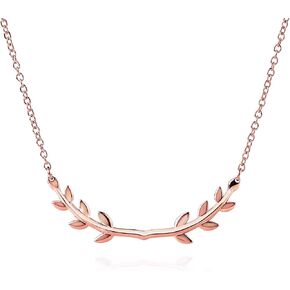 ELBLUVF Design Stainless Steel 18K Gold Rosegold Plated Leaves Leaf Laurel Olive Branch Pendant Dainty Necklace For Women Girls