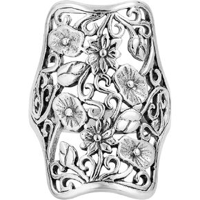 AeraVida Vintage Vine Filigree 925 Sterling Silver Thumb Ring | Vintage Thumb Ring for Women Sterling Silver | Sterling Silver Thumb Rings for Women | Sterling Silver Ring Jewelry Gifts