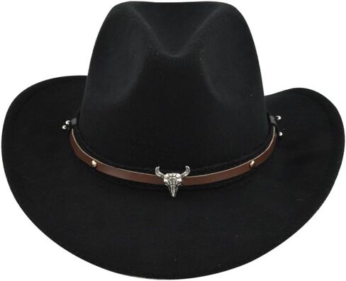 Western Cowgirl Cowboy Hat for Women and Men with Shapeable Outdoor Felt Wide Brim Hat Buckle Costume Party in Saudi Arabia