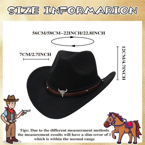Western Cowgirl Cowboy Hat for Women and Men with Shapeable Outdoor Felt Wide Brim Hat Buckle Costume Party in Saudi Arabia