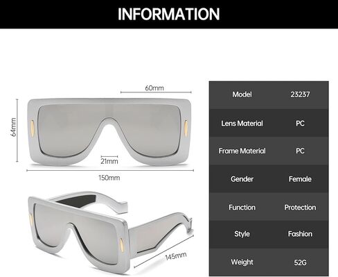 YAMEIZE Oversized Flat Top Rectangle Sunglasses - Y2K Futuristic Thick Frame Square Eyewear for Women Men Outdoor in Kuwait