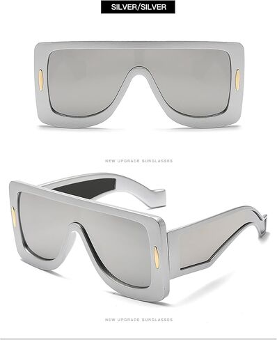YAMEIZE Oversized Flat Top Rectangle Sunglasses - Y2K Futuristic Thick Frame Square Eyewear for Women Men Outdoor in Kuwait