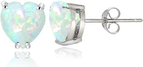 Sterling Silver Genuine, Created or Simulated Birthstone Gemstone 5mm Heart Stud Earrings in Saudi Arabia