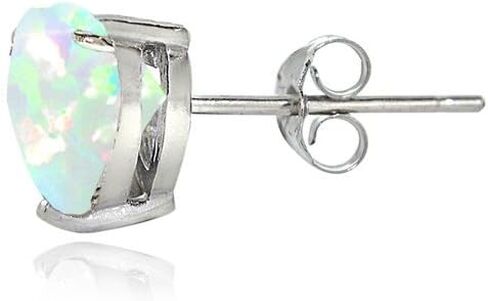 Sterling Silver Genuine, Created or Simulated Birthstone Gemstone 5mm Heart Stud Earrings in Saudi Arabia