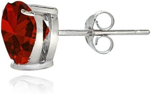 Sterling Silver Genuine, Created or Simulated Birthstone Gemstone 5mm Heart Stud Earrings in Saudi Arabia