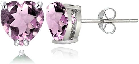 Sterling Silver Genuine, Created or Simulated Birthstone Gemstone 5mm Heart Stud Earrings in Saudi Arabia