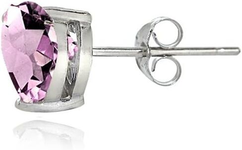 Sterling Silver Genuine, Created or Simulated Birthstone Gemstone 5mm Heart Stud Earrings in Saudi Arabia