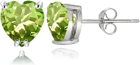 Sterling Silver Genuine, Created or Simulated Birthstone Gemstone 5mm Heart Stud Earrings in Saudi Arabia