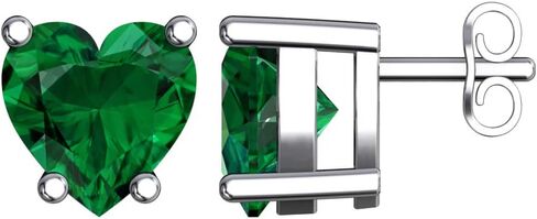 Silver Smile - Sterling Silver Cubic Zirconia Heart Stud Earrings (5mm) |Studs Earring with Screw Back in Multiple Colors |Hypoallergenic Earrings |For Birthday and Aniversary Gift For Her in Kuwait