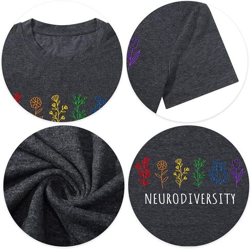 Autism Awareness T Shirt Women Special Education Teacher Shirt Neurodiversity Graphic Tee Inspirational Short Sleeve Tee Top in Kuwait